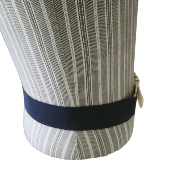 Faux Leather Ended Elastic Stretch Belt Navy/White Silver Metal Buckle  S - Picture 2 of 10